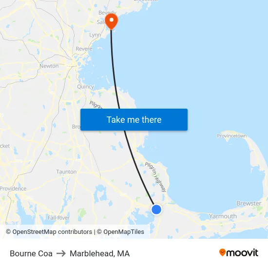 Bourne Coa to Marblehead, MA map