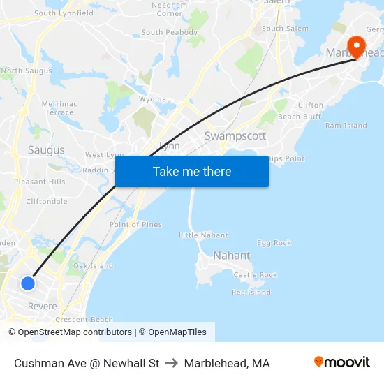 Cushman Ave @ Newhall St to Marblehead, MA map