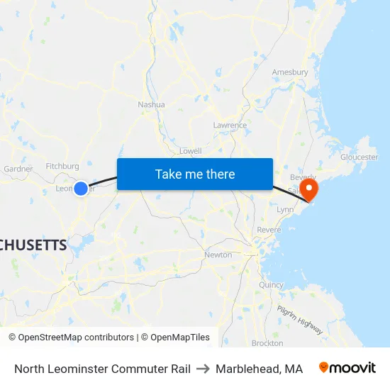 North Leominster Commuter Rail to Marblehead, MA map