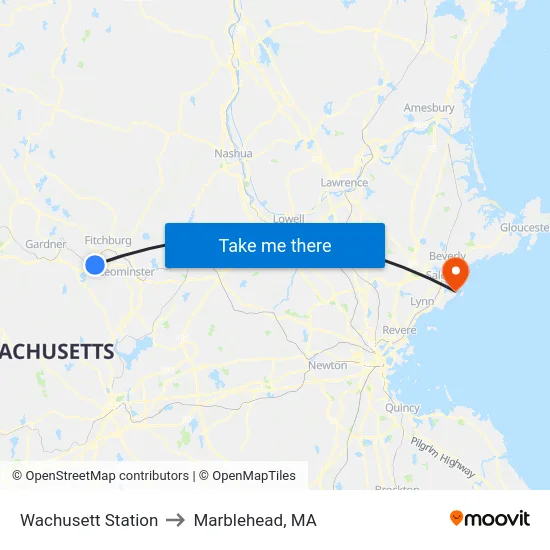Wachusett Station to Marblehead, MA map