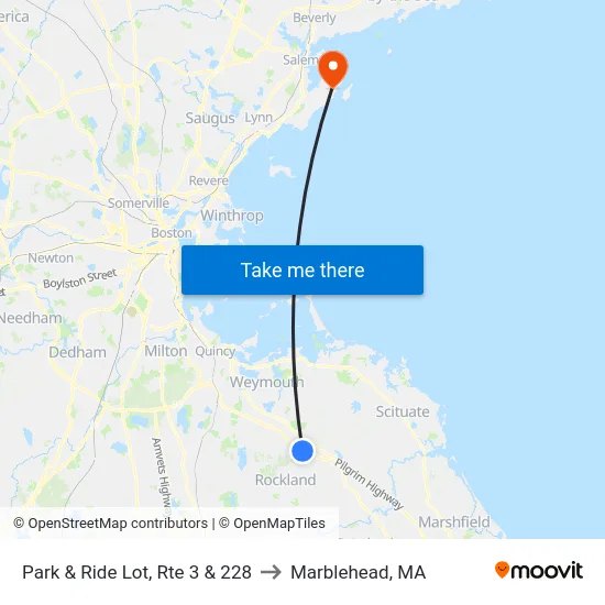 Park & Ride Lot, Rte 3 & 228 to Marblehead, MA map