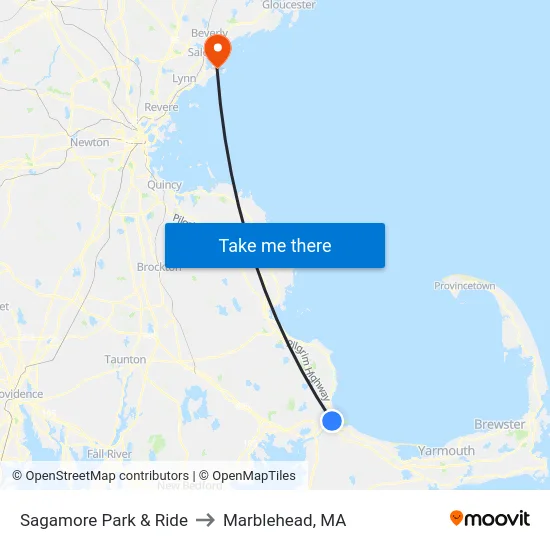Sagamore Park & Ride to Marblehead, MA map