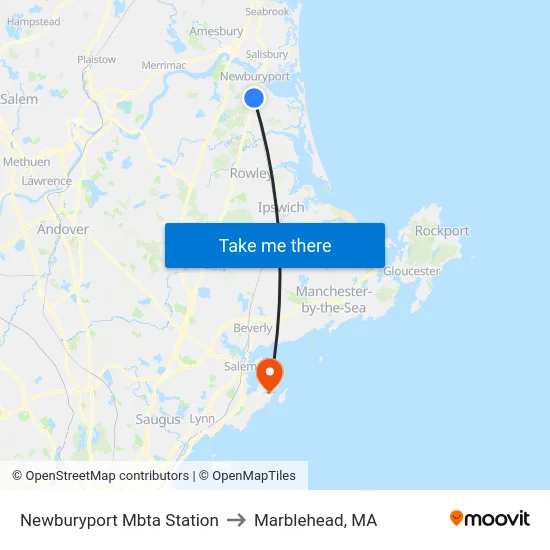 Newburyport Mbta Station to Marblehead, MA map