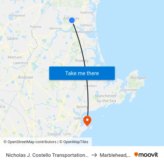 Nicholas J. Costello Transportation Center to Marblehead, MA map