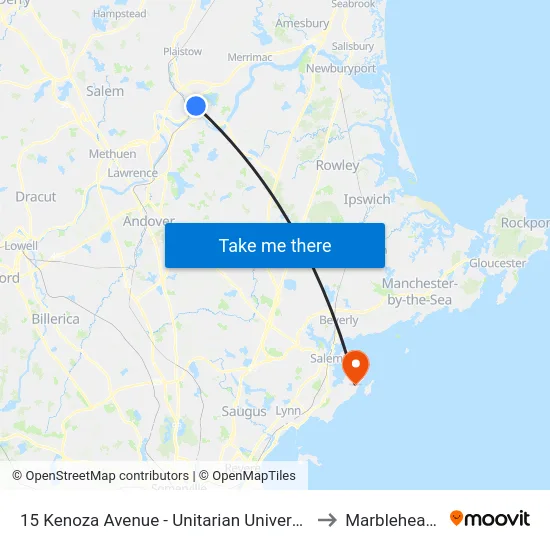 15 Kenoza Avenue - Unitarian Universalist Church to Marblehead, MA map
