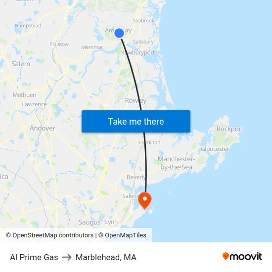 Al Prime Gas to Marblehead, MA map
