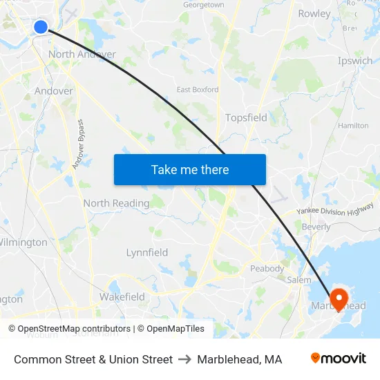 Common Street & Union Street to Marblehead, MA map