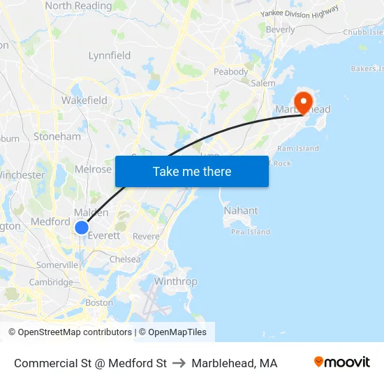 Commercial St @ Medford St to Marblehead, MA map