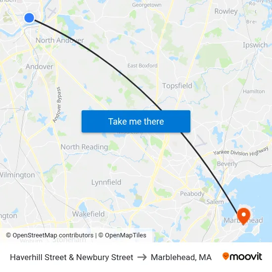 Haverhill Street & Newbury Street to Marblehead, MA map