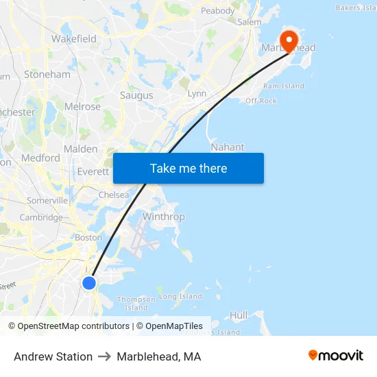 Andrew Station to Marblehead, MA map