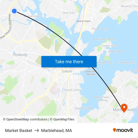 Market Basket to Marblehead, MA map