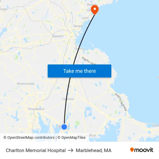 Charlton Memorial Hospital to Marblehead, MA map