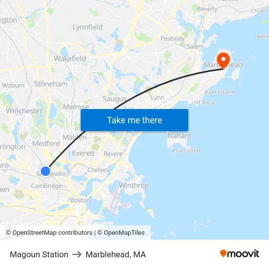 Magoun Station to Marblehead, MA map