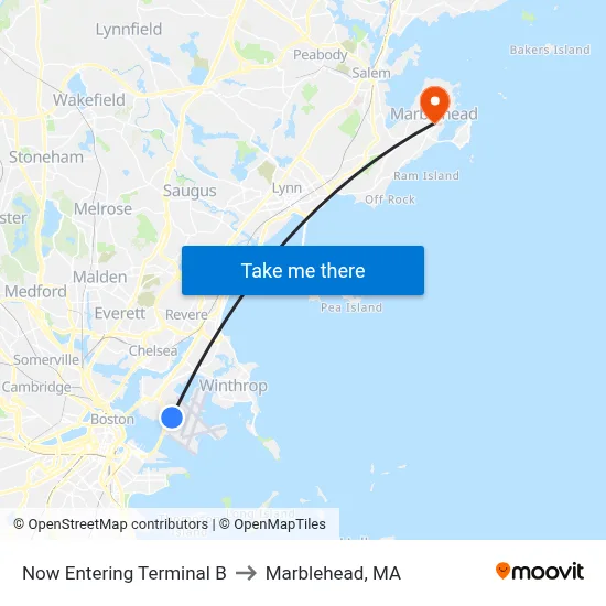 Now Entering Terminal B to Marblehead, MA map