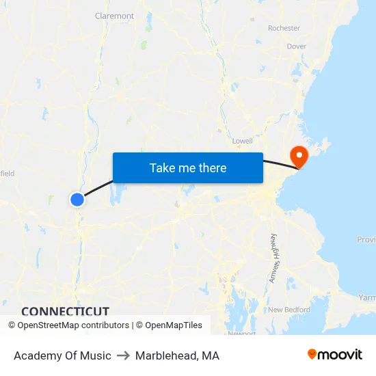 Academy Of Music to Marblehead, MA map