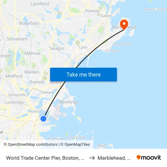 World Trade Center Pier, Boston, MA to Marblehead, MA map