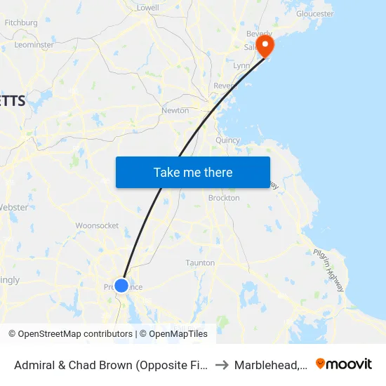 Admiral & Chad Brown (Opposite Fillmore) to Marblehead, MA map