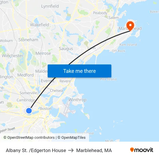 Albany St. /Edgerton House to Marblehead, MA map