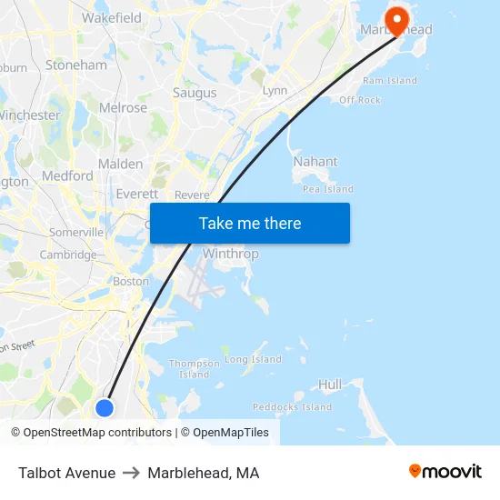 Talbot Avenue to Marblehead, MA map