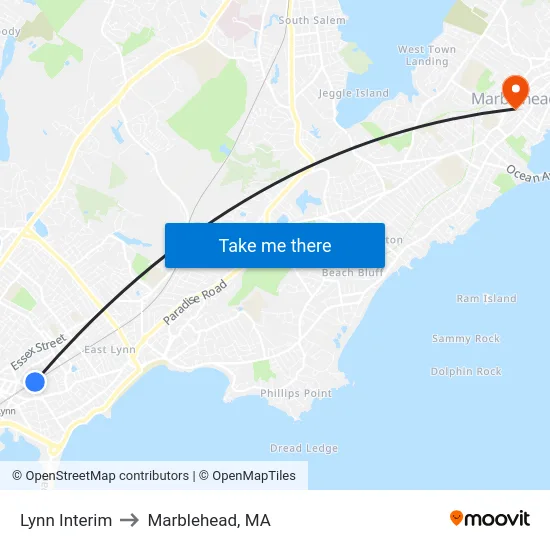 Lynn Interim to Marblehead, MA map