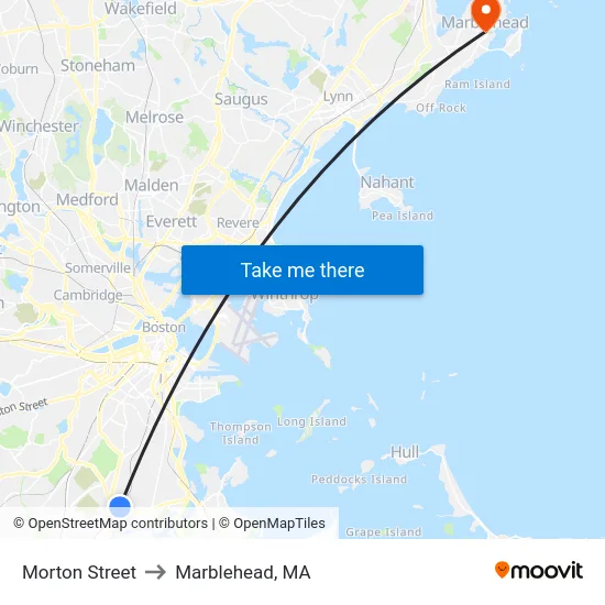 Morton Street to Marblehead, MA map