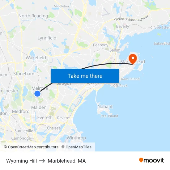 Wyoming Hill to Marblehead, MA map