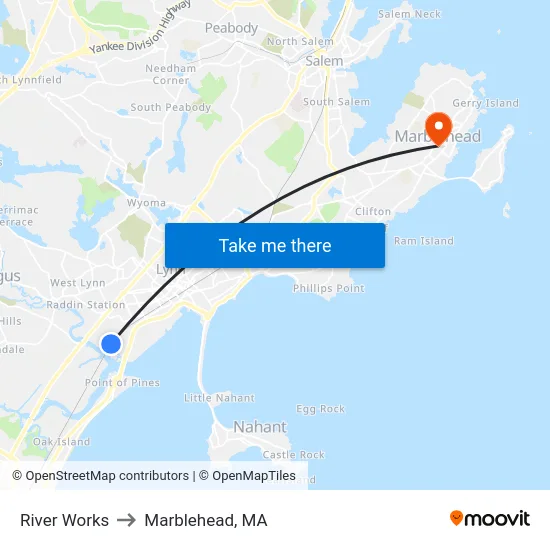 River Works to Marblehead, MA map