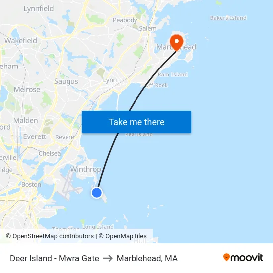 Deer Island - Mwra Gate to Marblehead, MA map