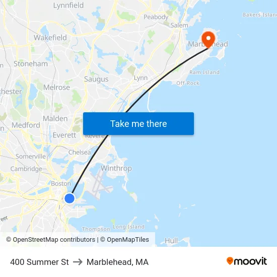 400 Summer St to Marblehead, MA map