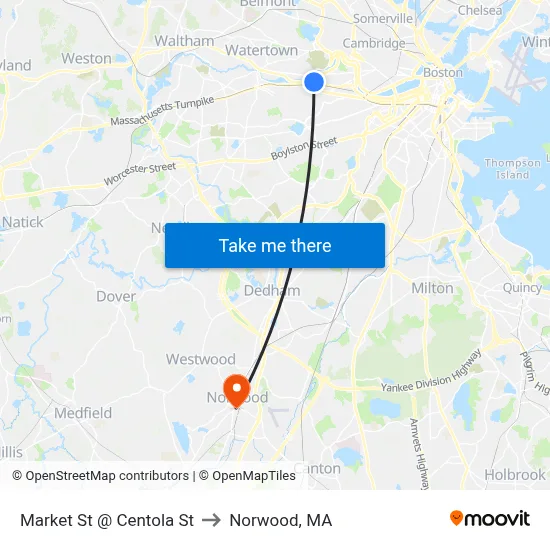 Market St @ Centola St to Norwood, MA map