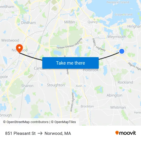 851 Pleasant St to Norwood, MA map