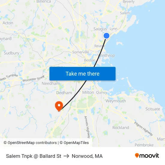 Salem Tnpk @ Ballard St to Norwood, MA map