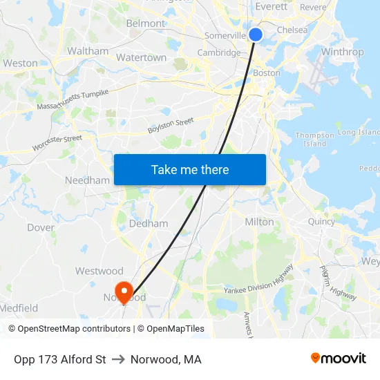 Opp 173 Alford St to Norwood, MA map