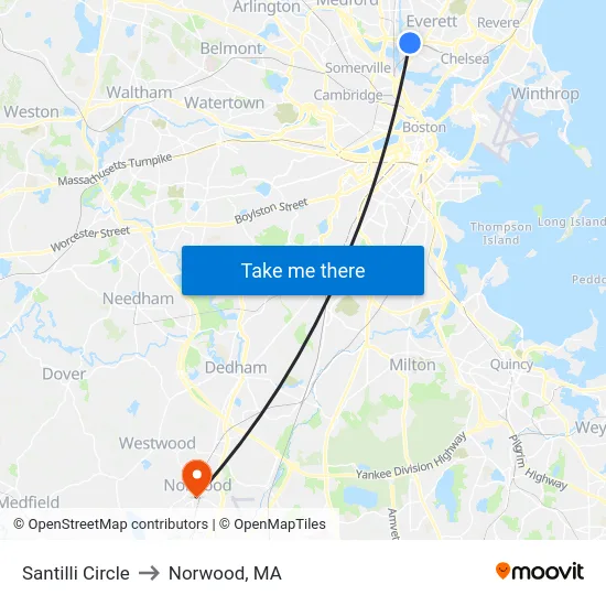 Santilli Circle to Norwood, MA map
