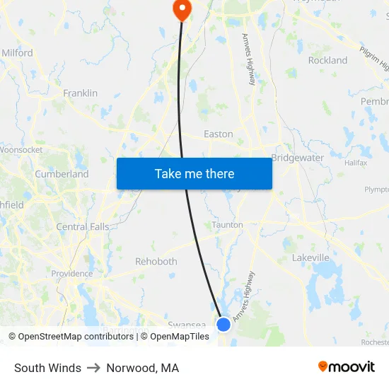 South Winds to Norwood, MA map