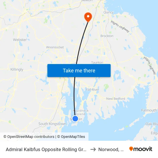 Admiral Kalbfus Opposite Rolling Green to Norwood, MA map