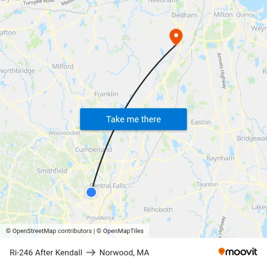 Ri-246 After Kendall to Norwood, MA map