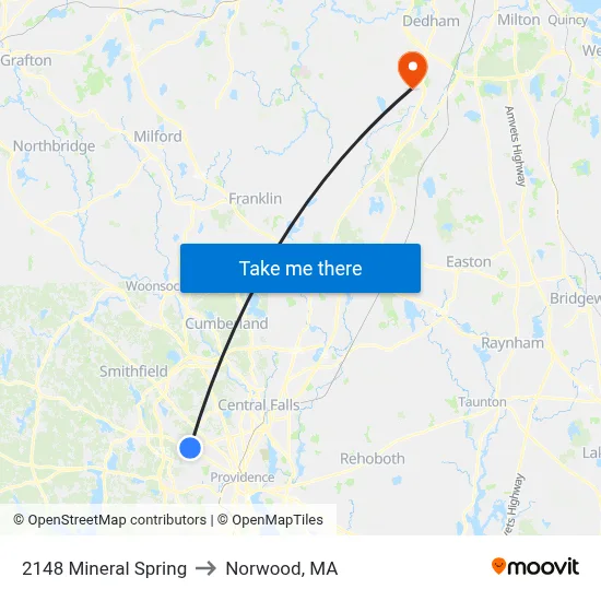 2148 Mineral Spring to Norwood, MA map