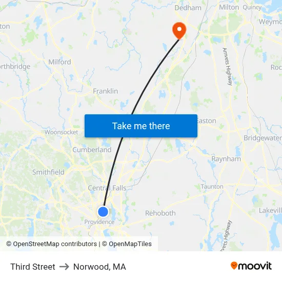 Third Street to Norwood, MA map