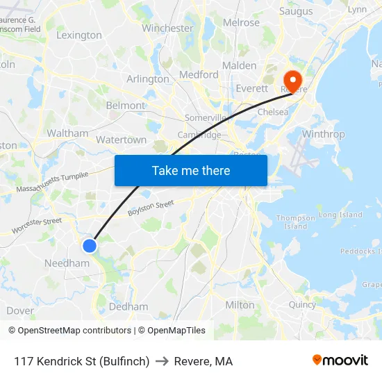 117 Kendrick St  (Bulfinch) to Revere, MA map