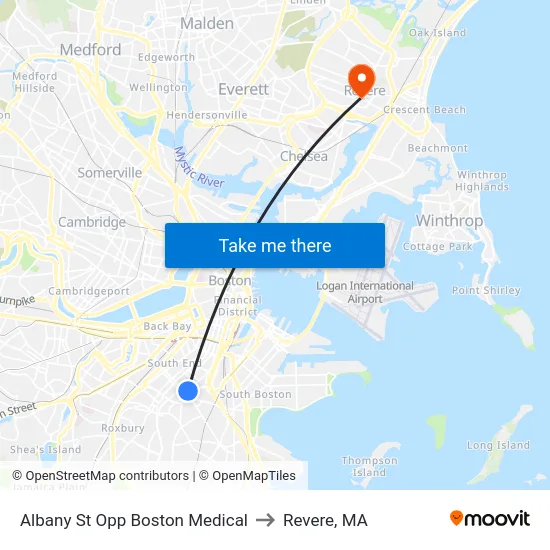 Albany St Opp Boston Medical to Revere, MA map