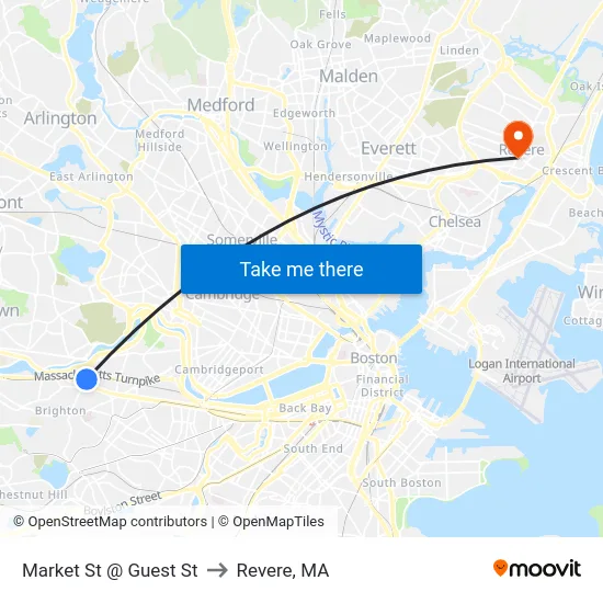 Market St @ Guest St to Revere, MA map