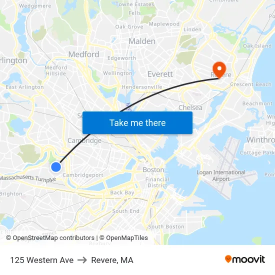 125 Western Ave to Revere, MA map
