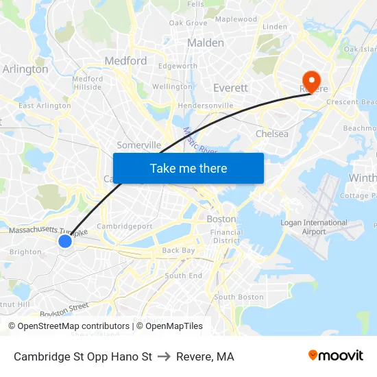 Cambridge St Opp Hano St to Revere, MA map