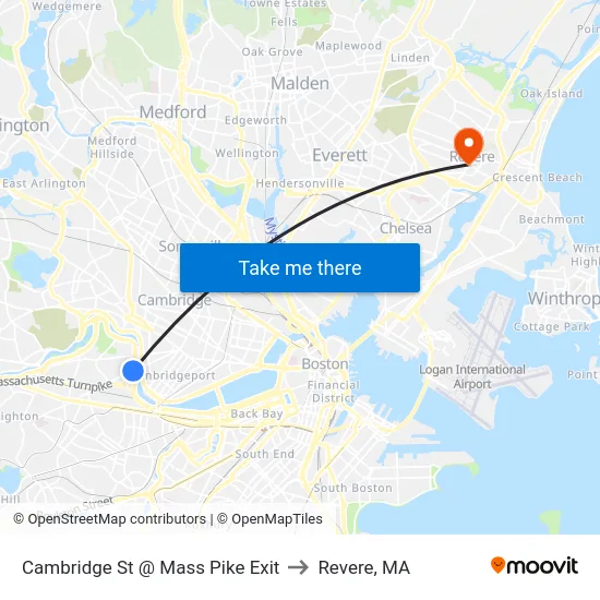 Cambridge St @ Mass Pike Exit to Revere, MA map