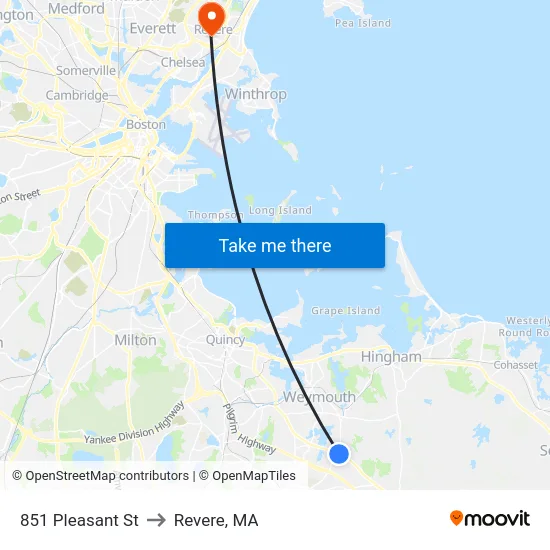 851 Pleasant St to Revere, MA map