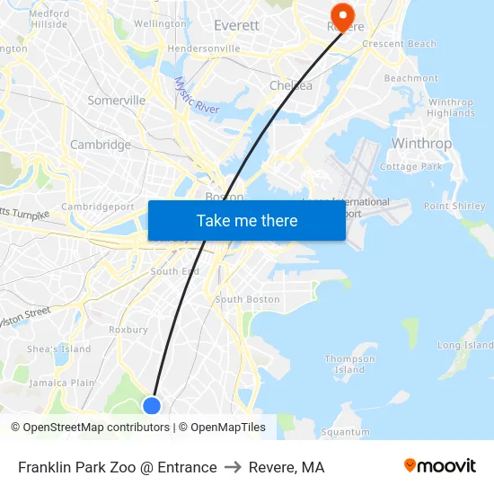 Franklin Park Zoo @ Entrance to Revere, MA map