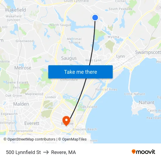 500 Lynnfield St to Revere, MA map