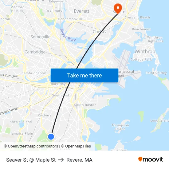 Seaver St @ Maple St to Revere, MA map