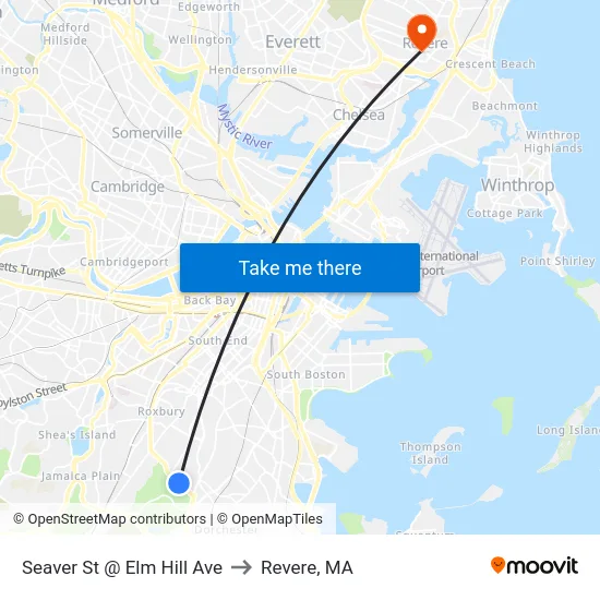 Seaver St @ Elm Hill Ave to Revere, MA map